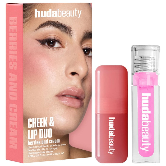 Huda Beauty Berries and Cream Liquid Blush and Lip Gloss Set