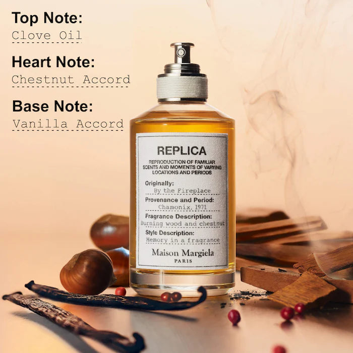 Maison Margiela 
‘REPLICA' By the Fireplace Eau de Toilette with Chestnut, Vanilla, and Clove Oil 100 ml