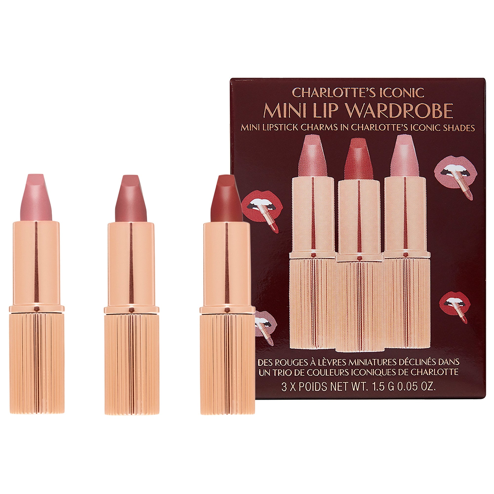 CHARLOTTE TILBURY Iconic Mini Lip Wardrobe Mini Lipstick Trio