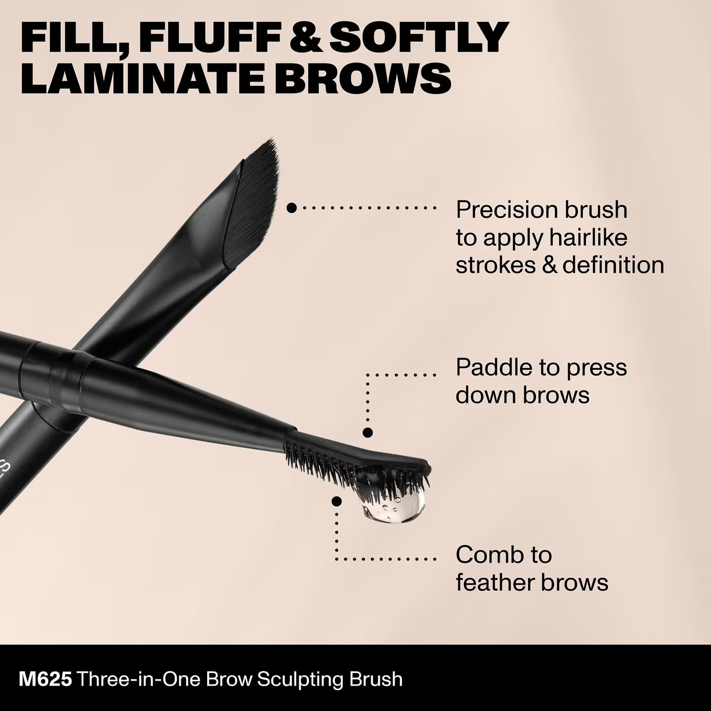 Morphe M625 Three-In-One Brow Sculpting Brush